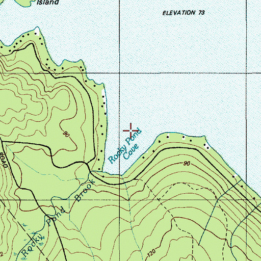 Topographic Map of Rocky Pond Cove, ME