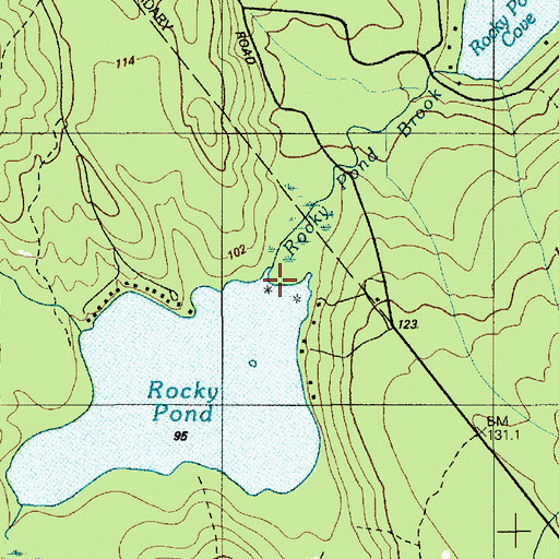 Topographic Map of Rocky Pond Brook, ME