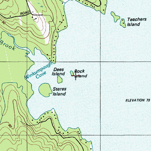 Topographic Map of Rock Island, ME