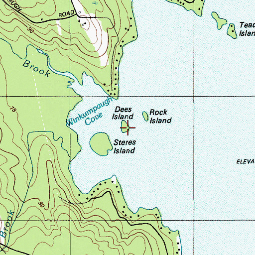 Topographic Map of Dees Island, ME