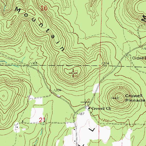 Topographic Map of Long Mountain, AR