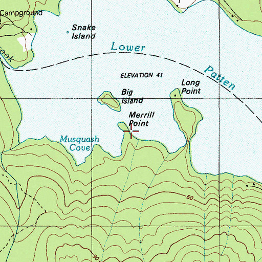 Topographic Map of Merrill Point, ME