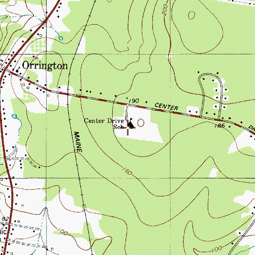 Topographic Map of Center Drive School, ME