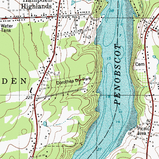 Topographic Map of Dorothea Dix Park, ME