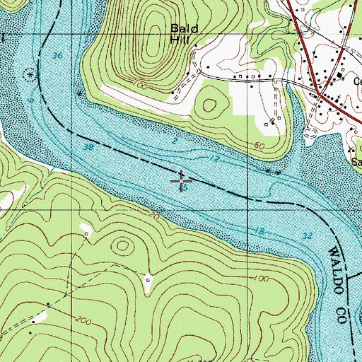 Topographic Map of Bald Hill Reach, ME