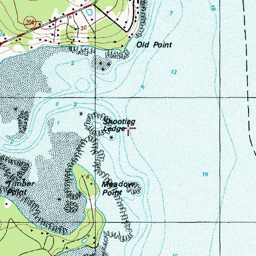 Topographic Map of Shooting Ledge, ME
