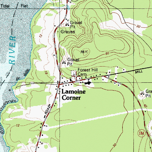 Topographic Map of Forest Hill Cemetery, ME