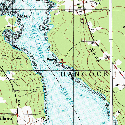 Topographic Map of Pecks Point, ME