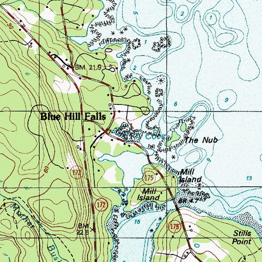 Topographic Map of Canary Cove, ME