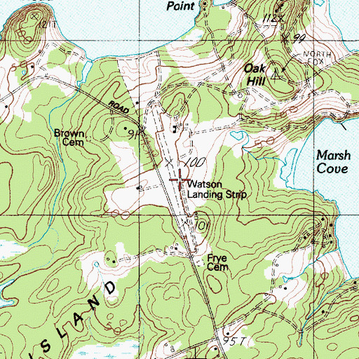 Topographic Map of Watson Landing Strip (historical), ME