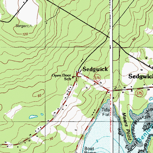 Topographic Map of Open Door School, ME