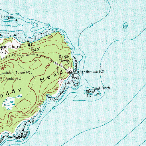 Topographic Map of West Quaddy Head Light, ME