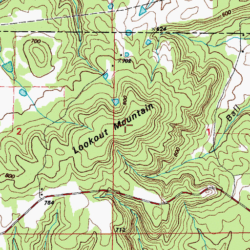 Topographic Map of Lookout Mountain, AR