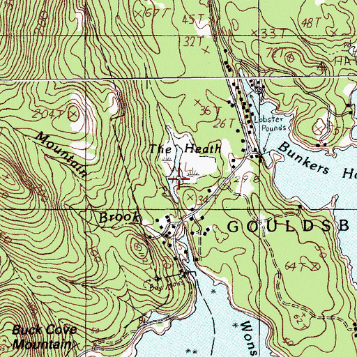 Topographic Map of The Heath, ME