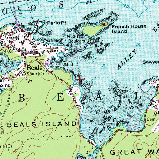 Topographic Map of Cranberry Cove, ME