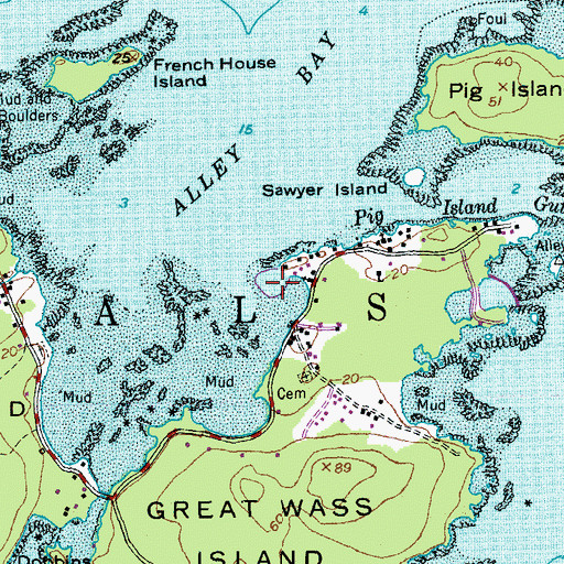 Topographic Map of Boat Cove, ME