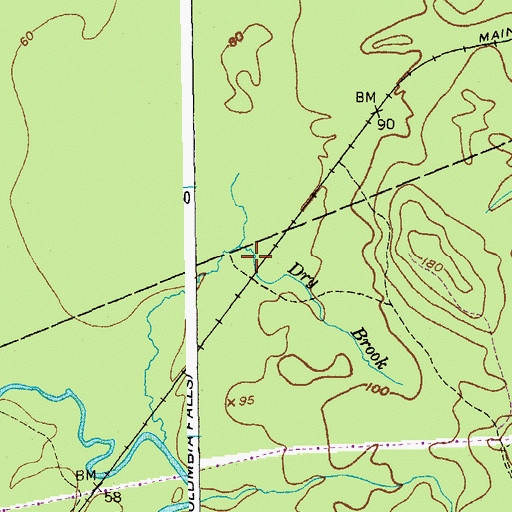 Topographic Map of Dry Brook, ME