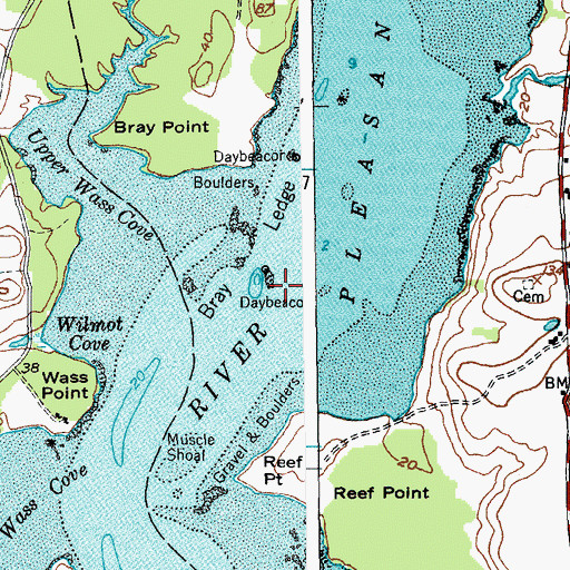 Topographic Map of Channel Rock, ME