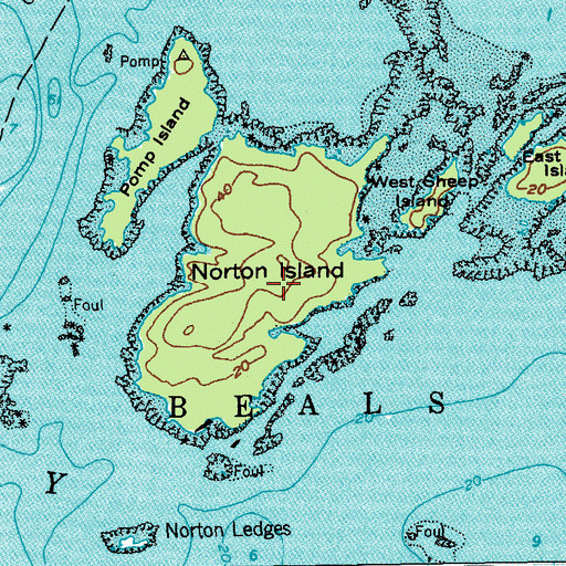 Topographic Map of Norton Island, ME
