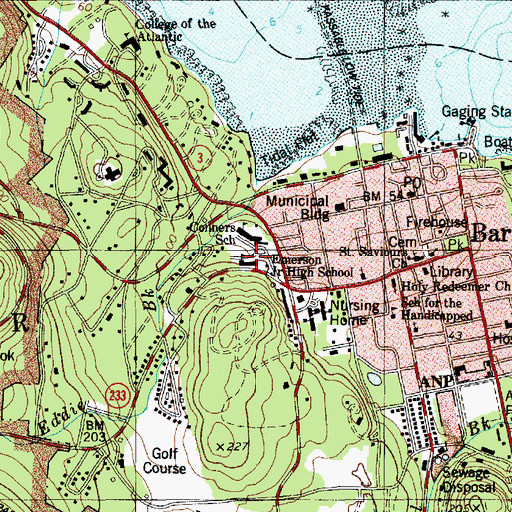 Topographic Map of Emerson Junior High School, ME
