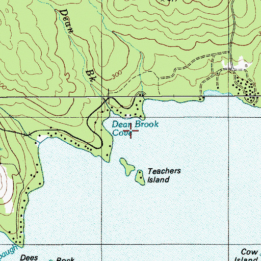 Topographic Map of Dean Brook Cove, ME