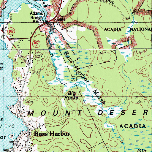 Topographic Map of Bass Harbor Marsh, ME