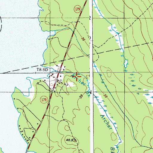 Topographic Map of Archer Brook, ME