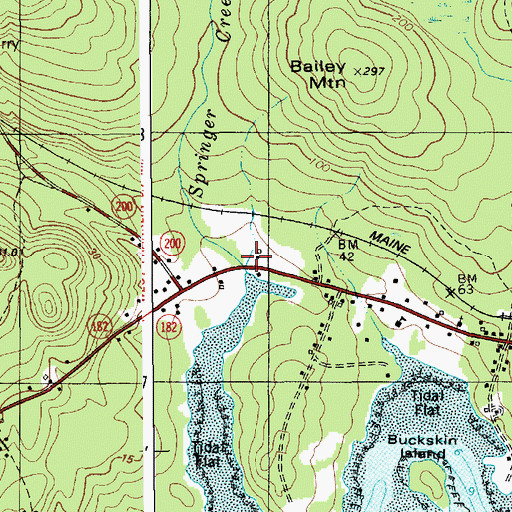 Topographic Map of Springer Creek, ME