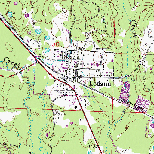 Topographic Map of Louann, AR