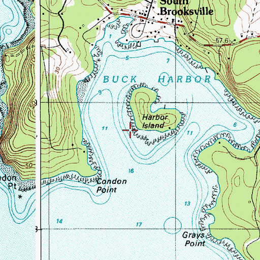 Topographic Map of Bucks Harbor, ME