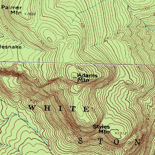 Topographic Map of Adams Mountain, ME
