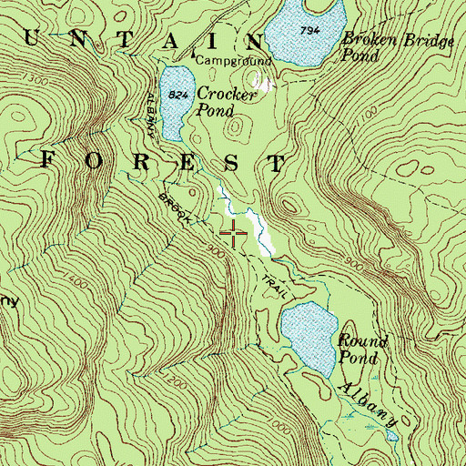 Topographic Map of Albany Brook Trail, ME
