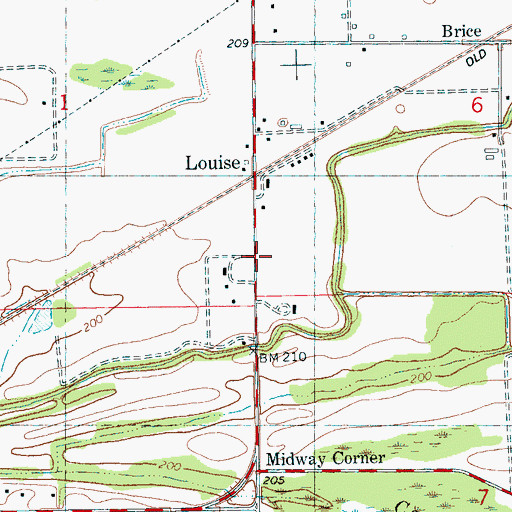 Topographic Map of Louise, AR