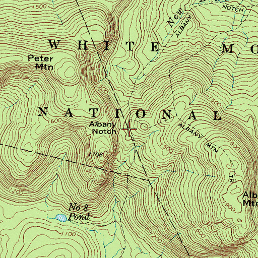 Topographic Map of Albany Notch, ME