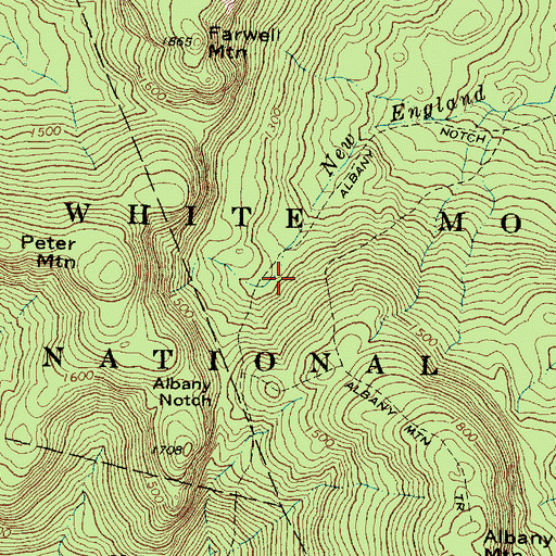 Topographic Map of Albany Notch Trail, ME