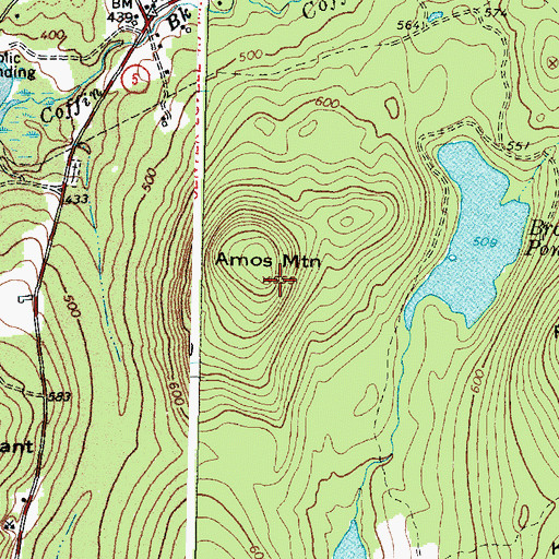 Topographic Map of Amos Mountain, ME