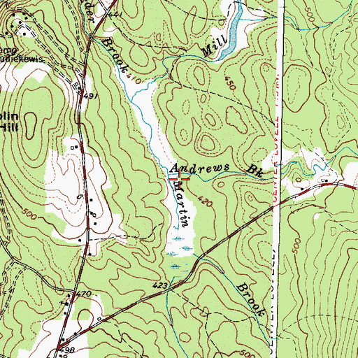 Topographic Map of Andrews Brook, ME