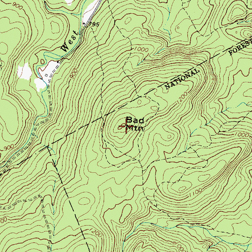 Topographic Map of Bad Mountain, ME