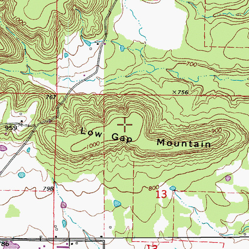 Topographic Map of Low Gap Mountain, AR