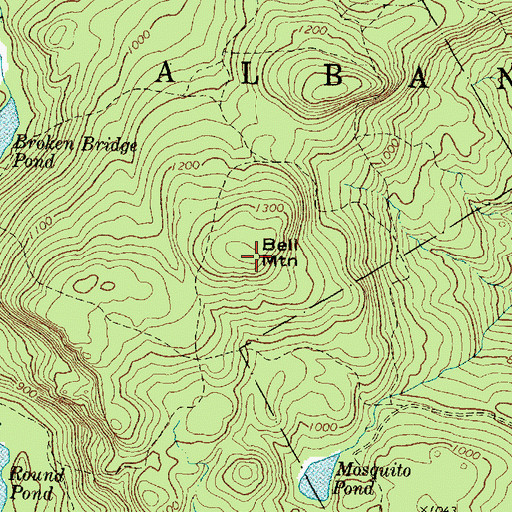 Topographic Map of Bell Mountain, ME