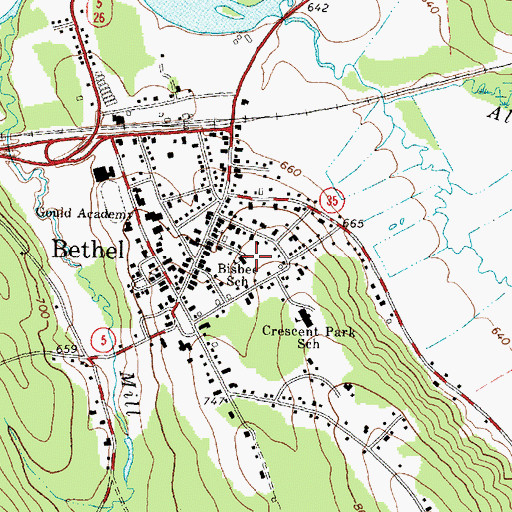 Topographic Map of Bisbee School, ME