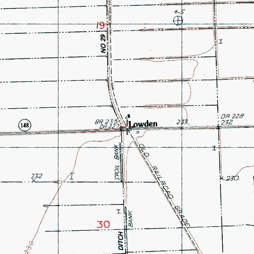 Topographic Map of Lowden, AR