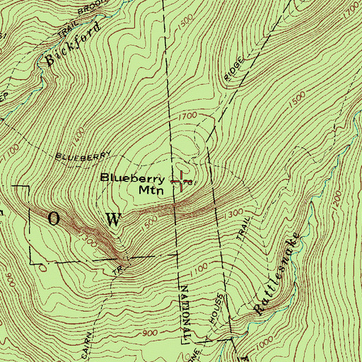 Topographic Map of Blueberry Mountain, ME
