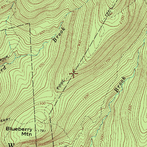Topographic Map of Blueberry Ridge Trail, ME