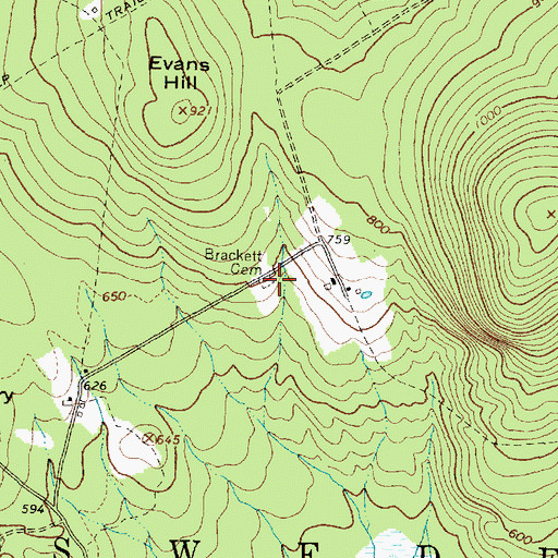 Topographic Map of Brackett Cemetery, ME