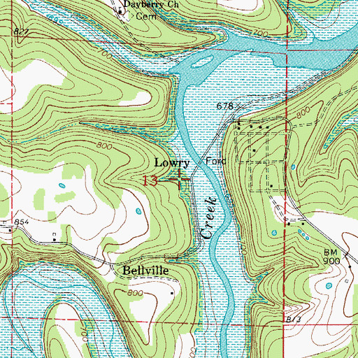 Topographic Map of Lowry, AR