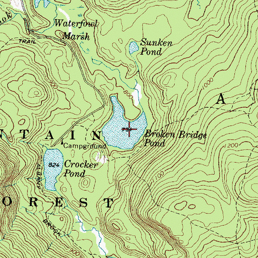 Topographic Map of Broken Bridge Pond, ME