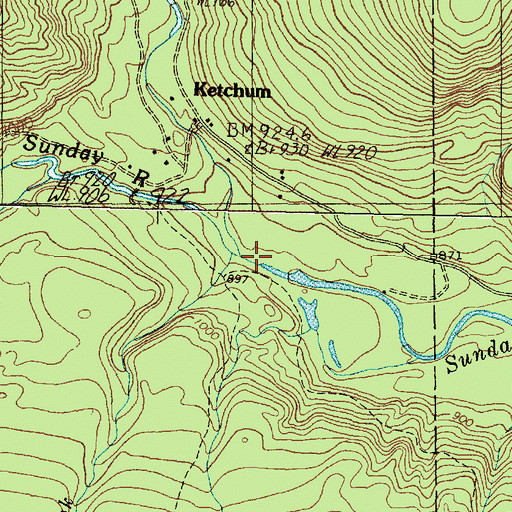 Topographic Map of Bull Branch, ME