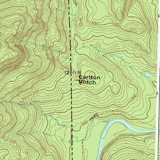 Topographic Map of Carlton Notch, ME