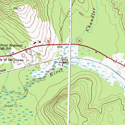 Topographic Map of Chandler Brook, ME